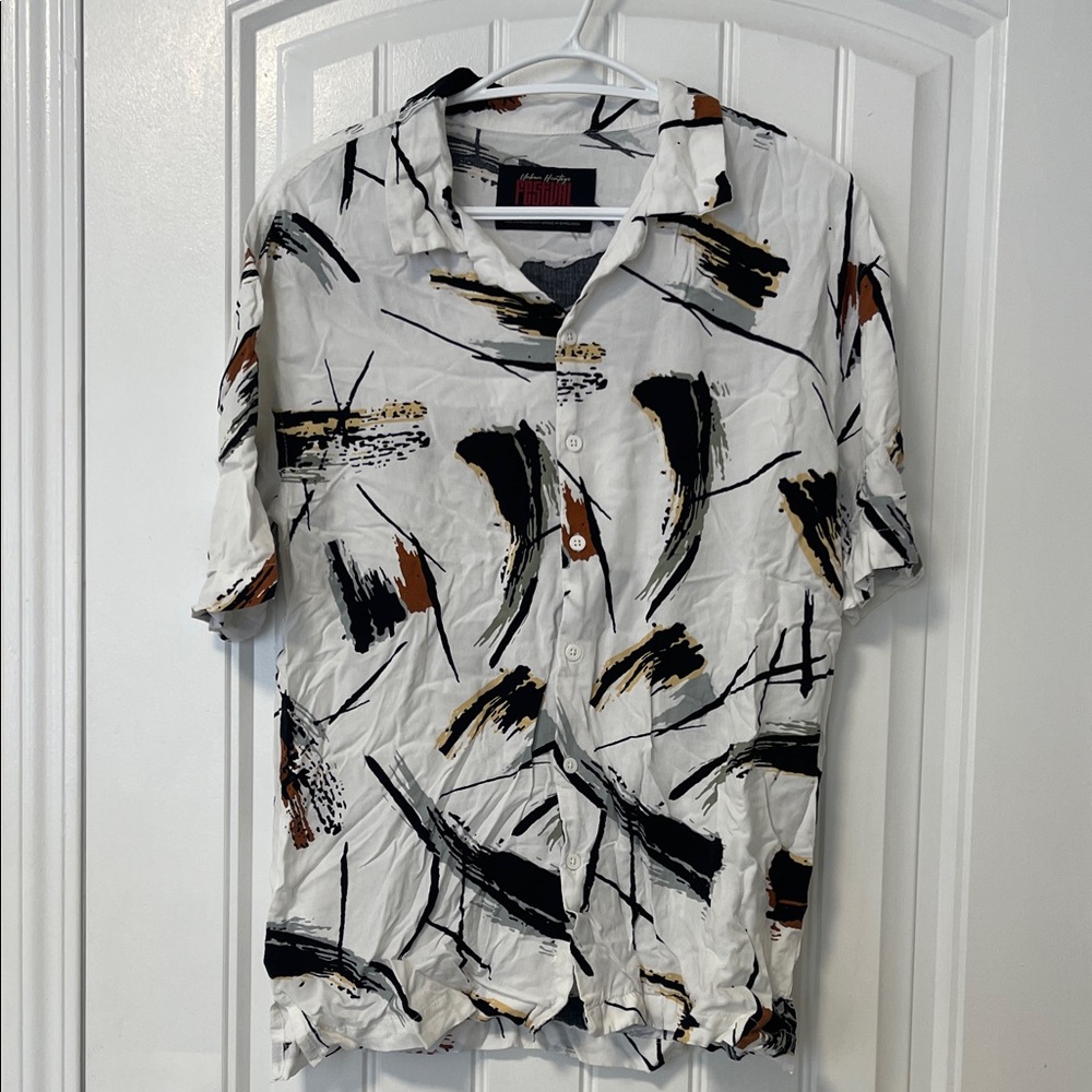 Abstract Patterned Button-Up Shirt